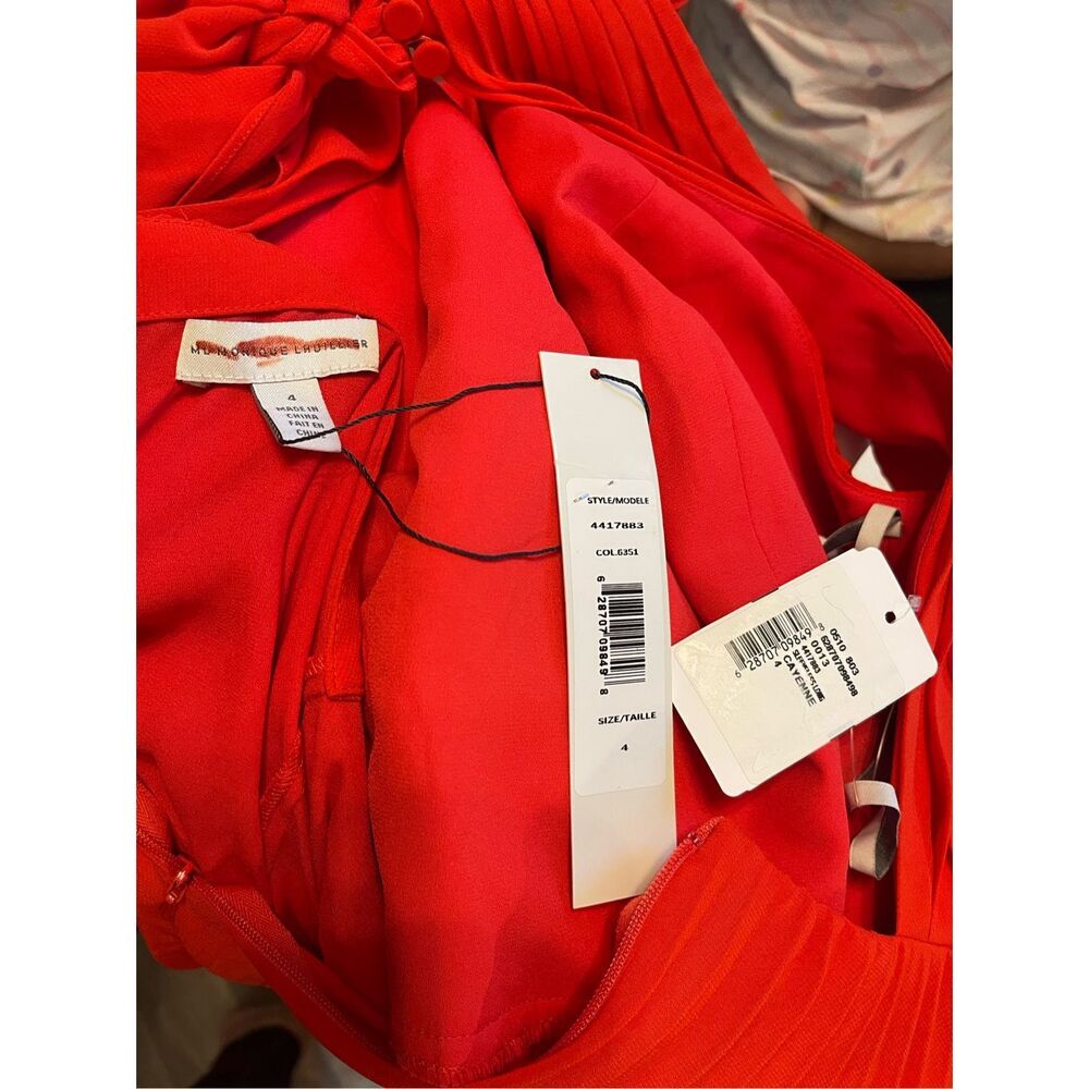 NWT ML MONIQUE LHUILLIER Sleeveless Pleated Chiffon Dress US 4 $695 - Picture 11 of 11